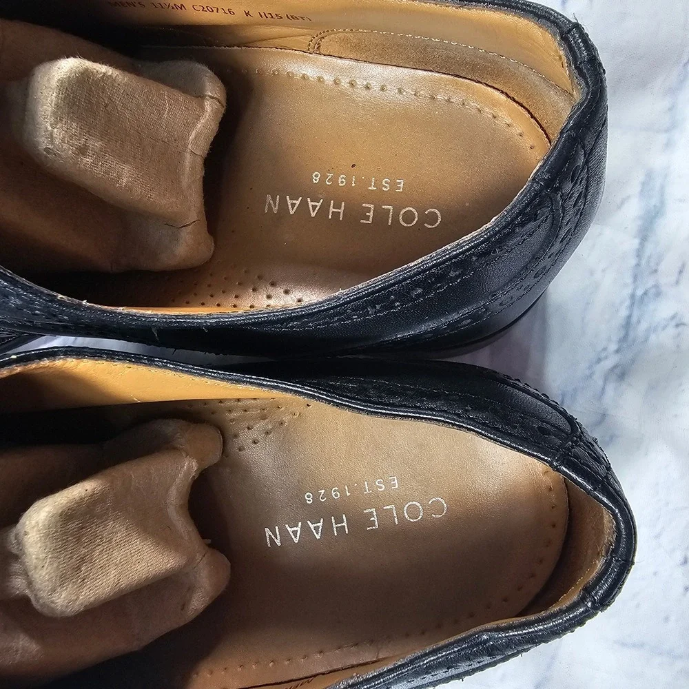 Cole Haan Madison Grand Wingtip Oxford MEN 11.5 Black Leather Brogue Dress Shoes